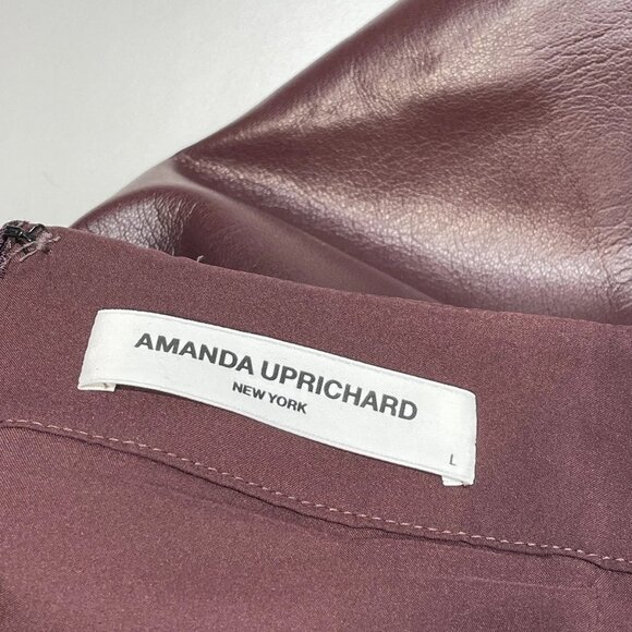 NEW AMANDA UPRICHARD Women's Mila Faux Leather Skort Russet Size L – Chic & Edgy - Picture 4 of 6